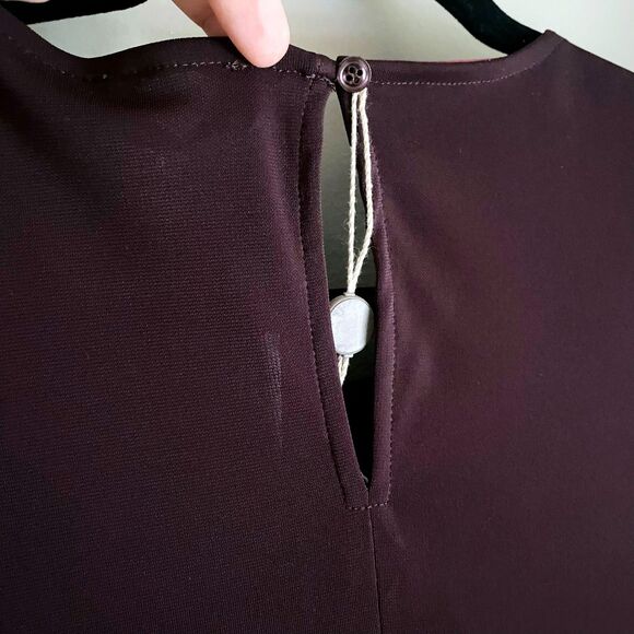 NWT Gorgeous Diana Gallesi Long Sleeved Burgundy / Eggplant A-Line Midi Dress - Picture 5 of 8